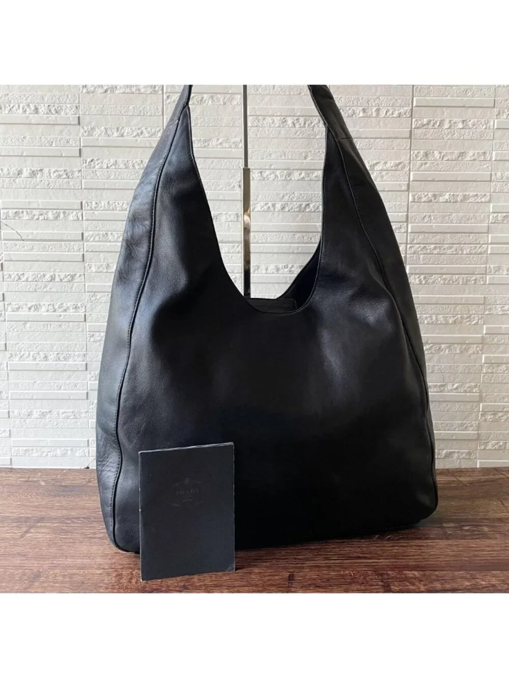 Prada Logo Leather Tote Black